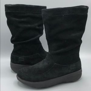 FitFlop Loaff Slouchy Calf Boots - Black 6 BIN1